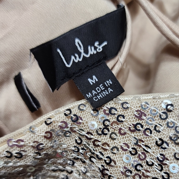 Lulus Evenings of Elegance Silver Sequin Lace-Up Maxi Dress M Wedding Party Prom - Picture 9 of 9